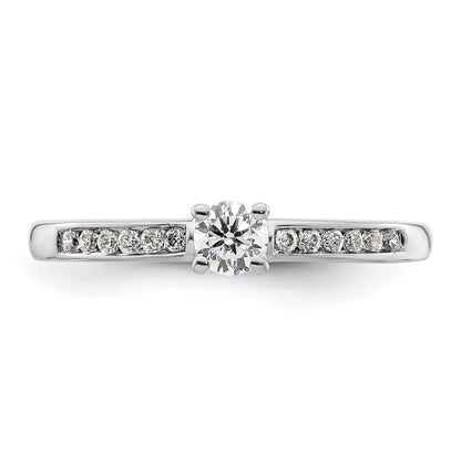 14K White Gold 1/3 Carat Lab Grown Diamond Vs/Si+ G+ Round Complete Channel Set Shared Prong Engagement Ring