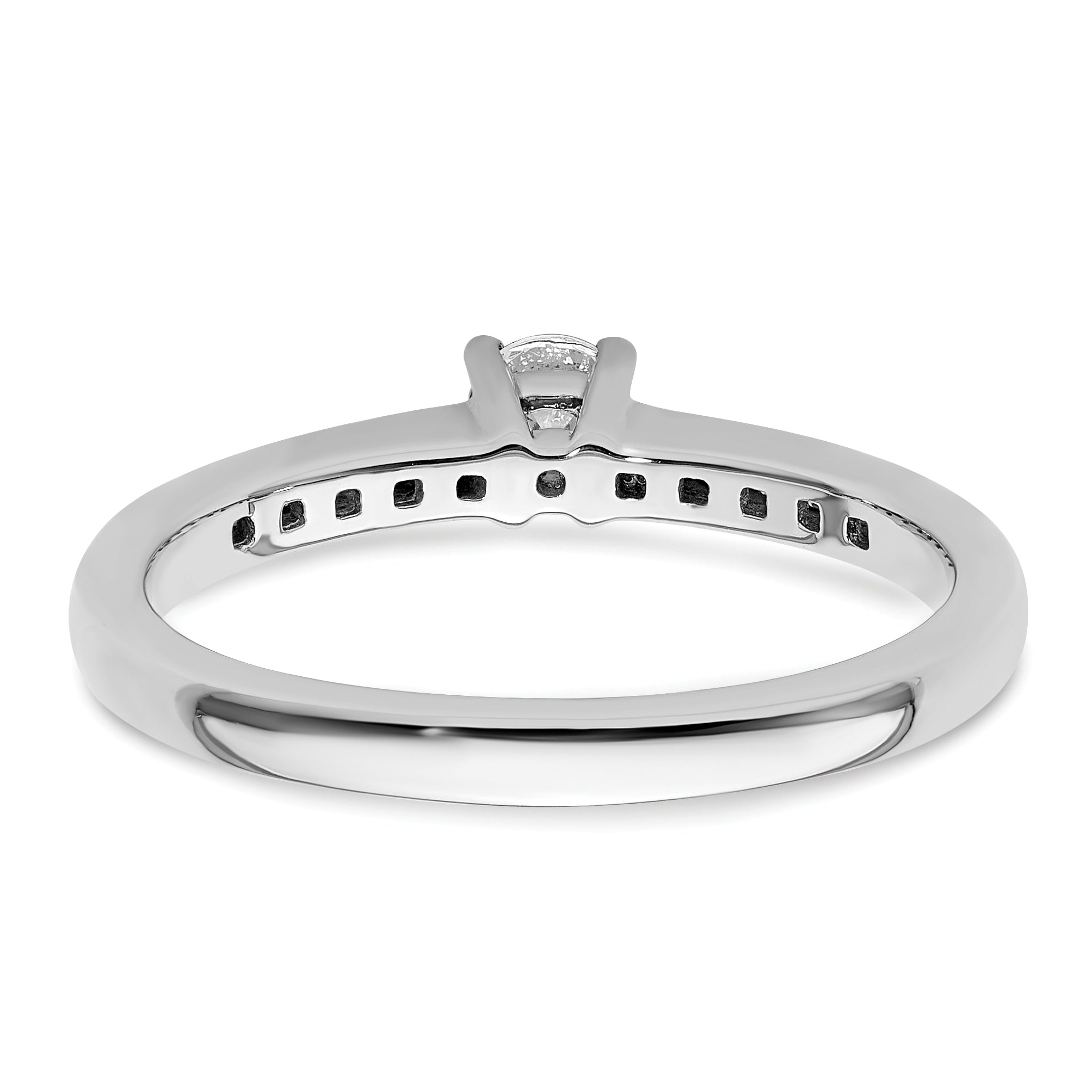 14K White Gold 1/3 Carat Lab Grown Diamond Vs/Si+ G+ Round Complete Channel Set Shared Prong Engagement Ring
