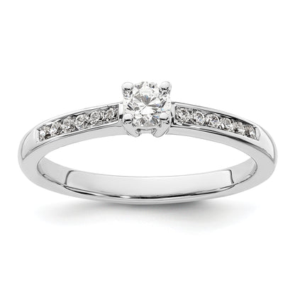 14K White Gold 1/3 Carat Lab Grown Diamond Vs/Si+ G+ Round Complete Channel Set Shared Prong Engagement Ring