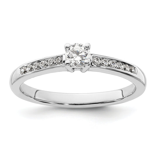 14K White Gold 1/3 Carat Lab Grown Diamond Vs/Si+ G+ Round Complete Channel Set Shared Prong Engagement Ring