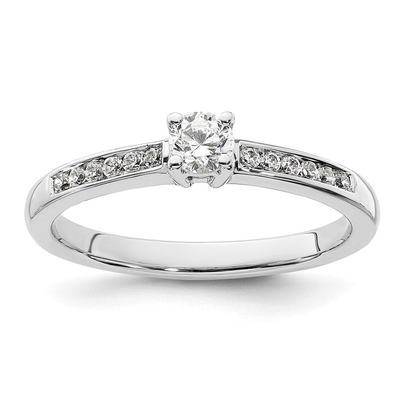 14K White Gold 1/3 Carat Lab Grown Diamond Vs/Si+ G+ Round Complete Channel Set Shared Prong Engagement Ring