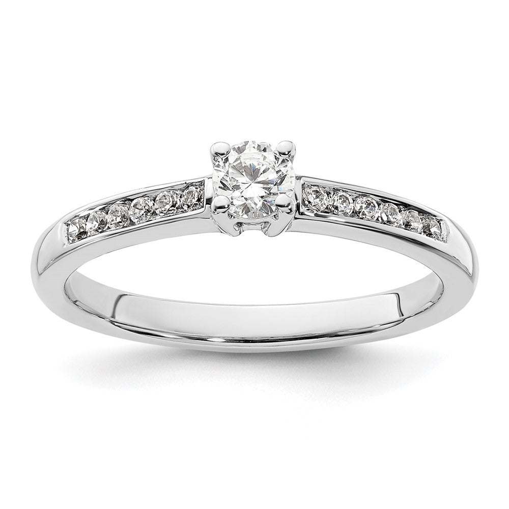14K White Gold Simulated Diamond Engagement Ring
