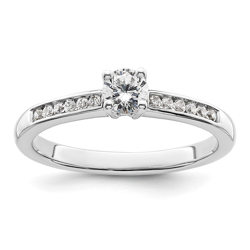 14K White Gold Simulated Diamond Engagement Ring