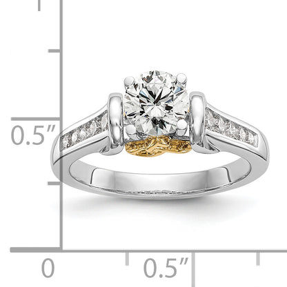 14K Two-Tone Lab Grown Diamond VS/SI FGH Peg Set Semi-mount Engagement Ring
