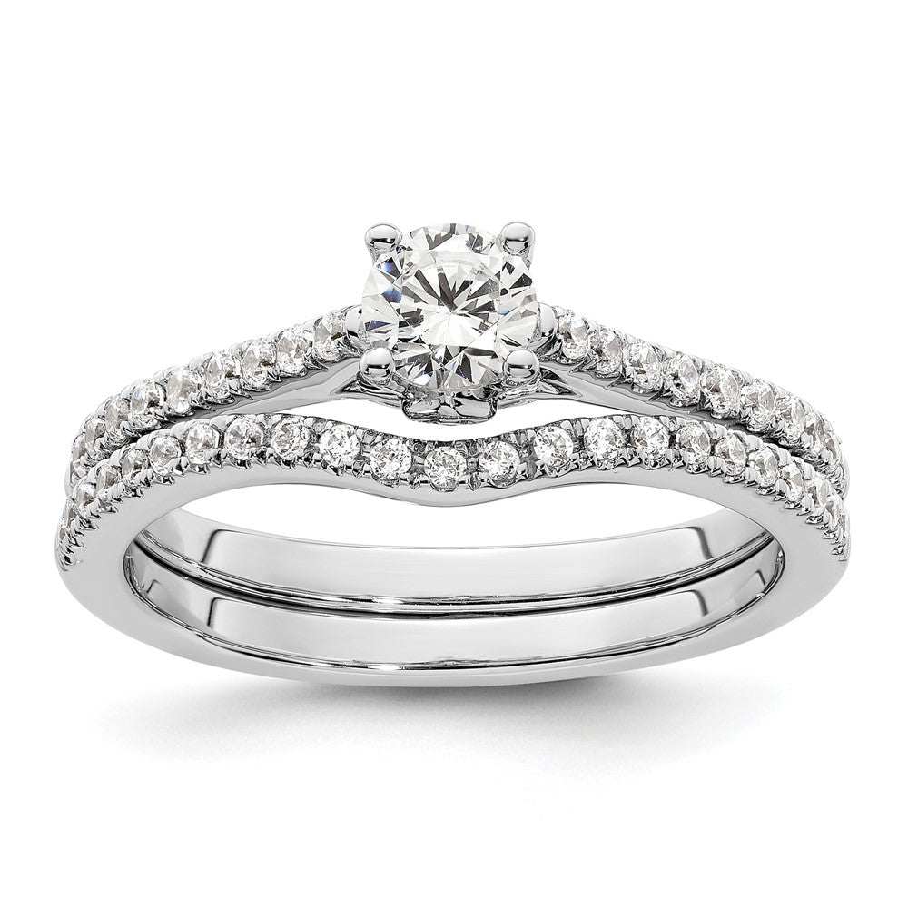 14K White Gold Simulated Diamond Engagement Ring