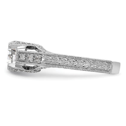 14K White Gold Simulated Diamond Engagement Ring