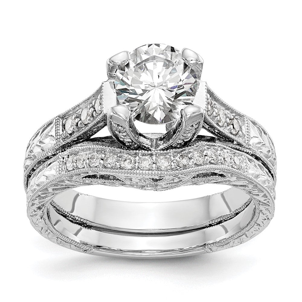 14K White Gold Simulated Diamond Engagement Ring