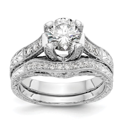 14K White Gold Simulated Diamond Engagement Ring