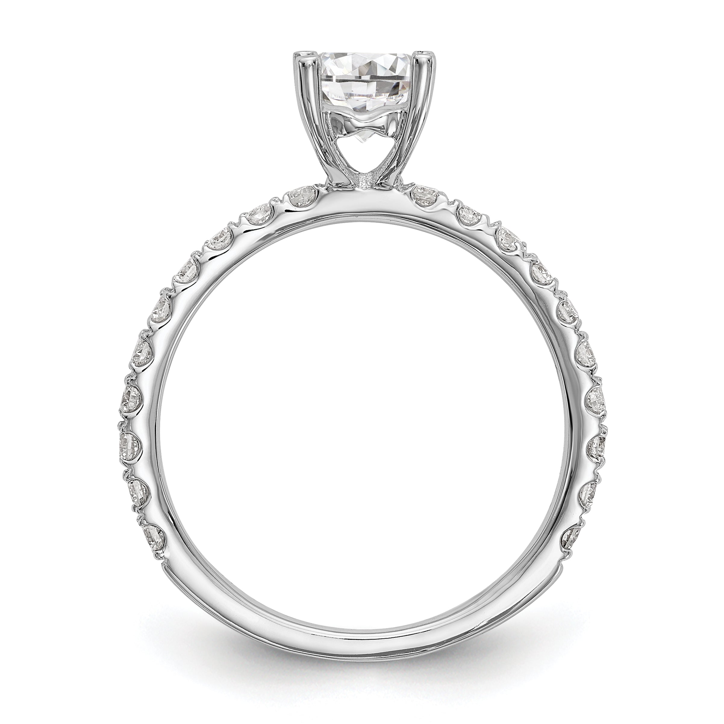 14K White Gold (Holds 1 Carat (6.5mm) Round Center) 1/3 Diamond Semi Mount Engagement Ring