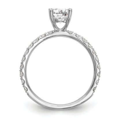 14K White Gold (Holds 1 Carat (6.5mm) Round Center) 1/3 Diamond Semi Mount Engagement Ring