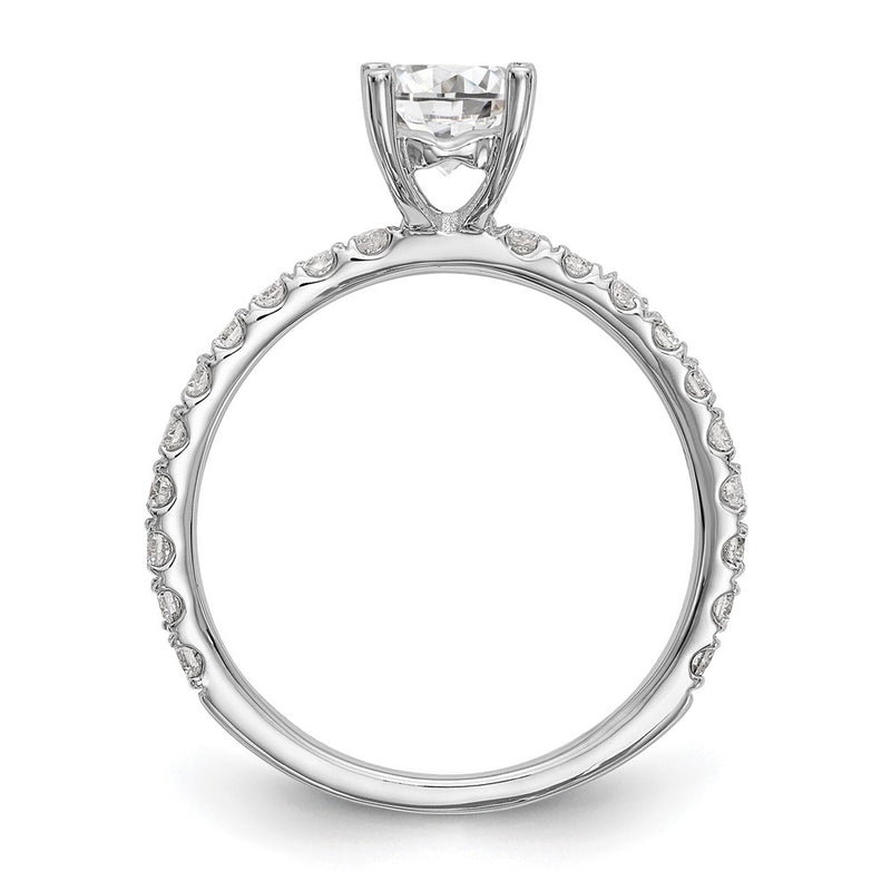 14K White Gold (Holds 1 Carat (6.5mm) Round Center) 1/3 Diamond Semi Mount Engagement Ring
