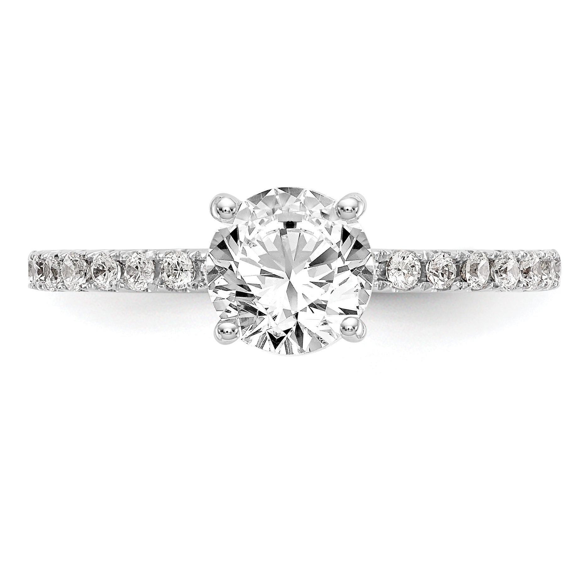 14K White Gold (Holds 1 Carat (6.5mm) Round Center) 1/3 Diamond Semi Mount Engagement Ring