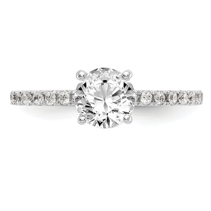 14K White Gold (Holds 1 Carat (6.5mm) Round Center) 1/3 Diamond Semi Mount Engagement Ring