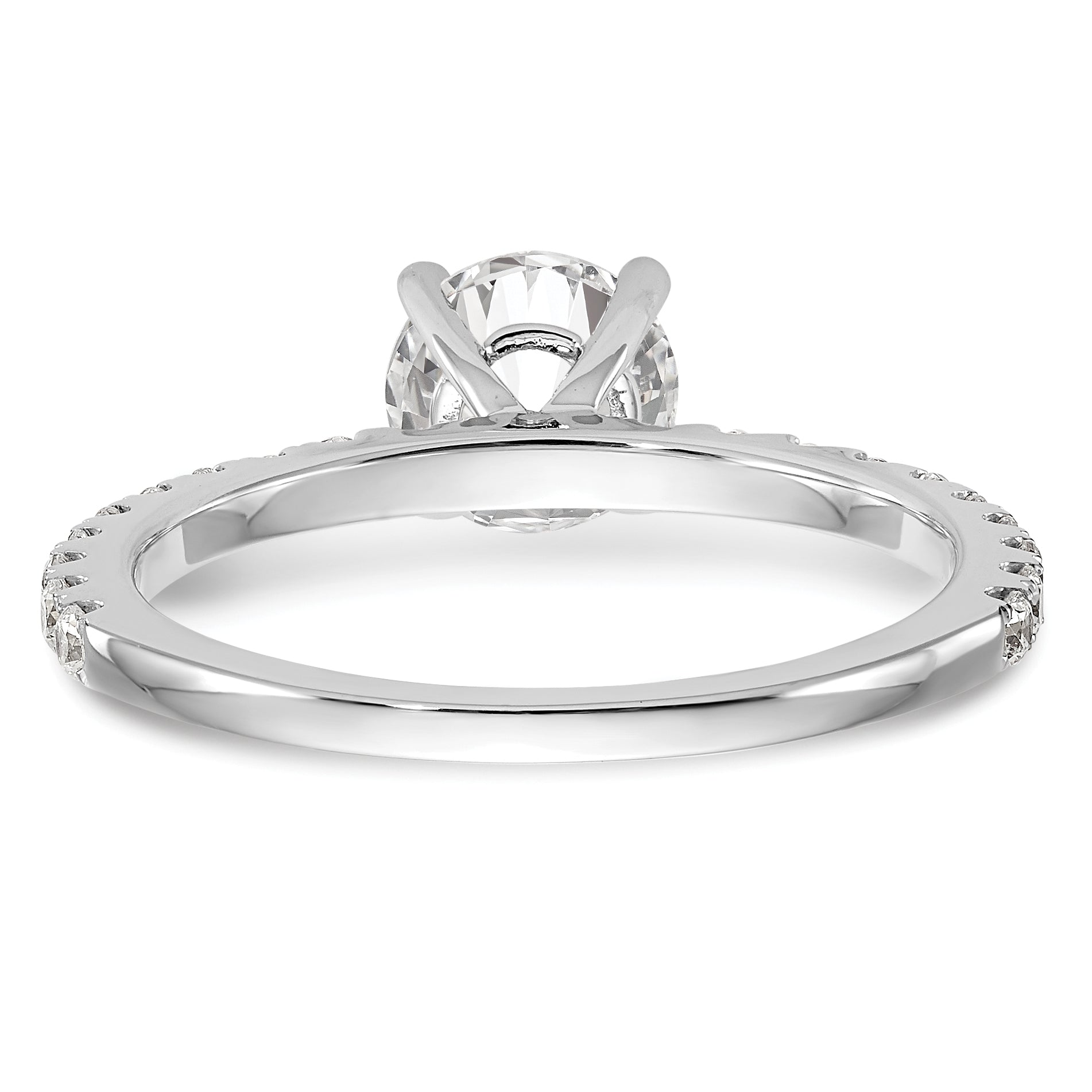 14K White Gold (Holds 1 Carat (6.5mm) Round Center) 1/3 Diamond Semi Mount Engagement Ring