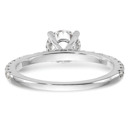 14K White Gold (Holds 1 Carat (6.5mm) Round Center) 1/3 Diamond Semi Mount Engagement Ring