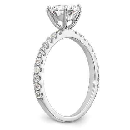 14K White Gold (Holds 1 Carat (6.5mm) Round Center) 1/3 Diamond Semi Mount Engagement Ring