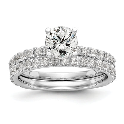 14K White Gold (Holds 1 Carat (6.5mm) Round Center) 1/3 Diamond Semi Mount Engagement Ring