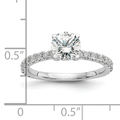 14K White Gold (Holds 1 Carat (6.5mm) Round Center) 1/3 Diamond Semi Mount Engagement Ring
