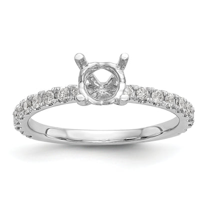 14K White Gold (Holds 1 Carat (6.5mm) Round Center) 1/3 Diamond Semi Mount Engagement Ring