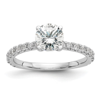 14K White Gold (Holds 1 Carat (6.5mm) Round Center) 1/3 Diamond Semi Mount Engagement Ring
