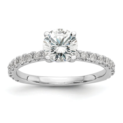 14K White Gold (Holds 1 Carat (6.5mm) Round Center) 1/3 Diamond Semi Mount Engagement Ring