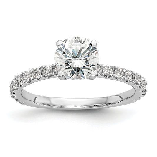 14K White Gold (Holds 1 Carat (6.5mm) Round Center) 1/3 Diamond Semi Mount Engagement Ring