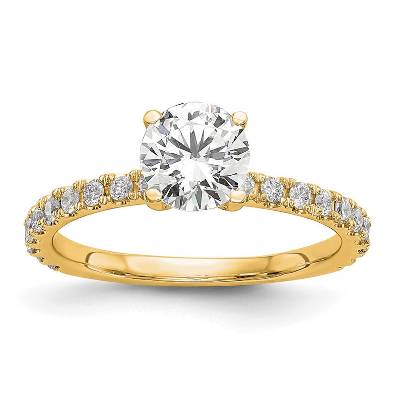 14k Yellow Gold 1/3 Ct. Lab Grown Diamond VS/SI+ G+ 1 Ct. Center Round Semi Mount Engagement Ring