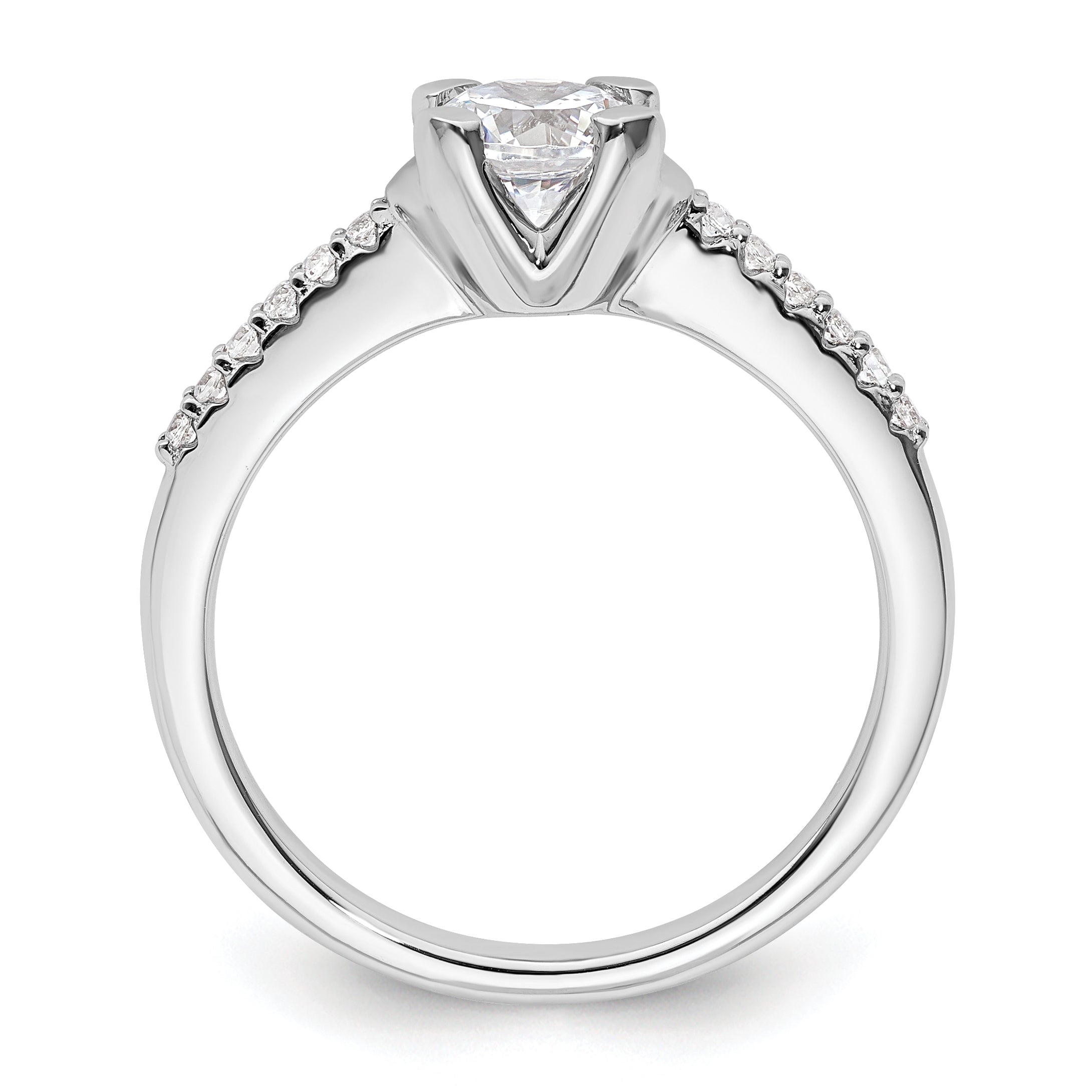 14K White Gold (Holds 3/4 Carat (5.80mm) Round Center) 1/10 Diamond Semi Mount Engagement Ring