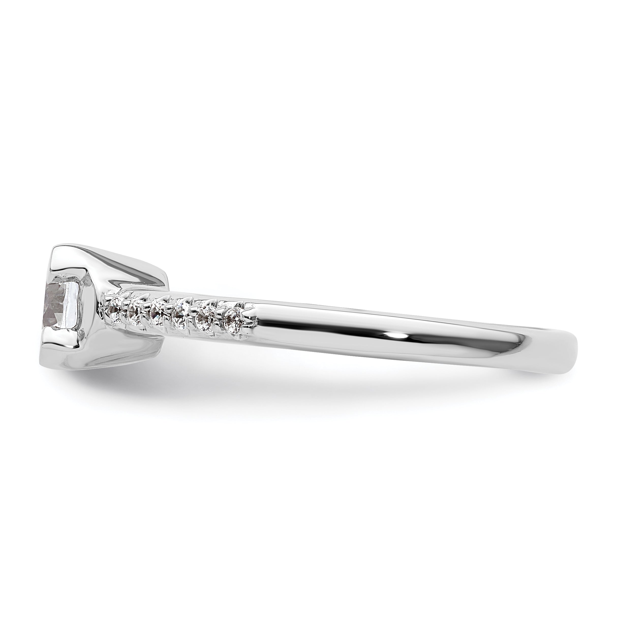 14K White Gold (Holds 3/4 Carat (5.80mm) Round Center) 1/10 Diamond Semi Mount Engagement Ring