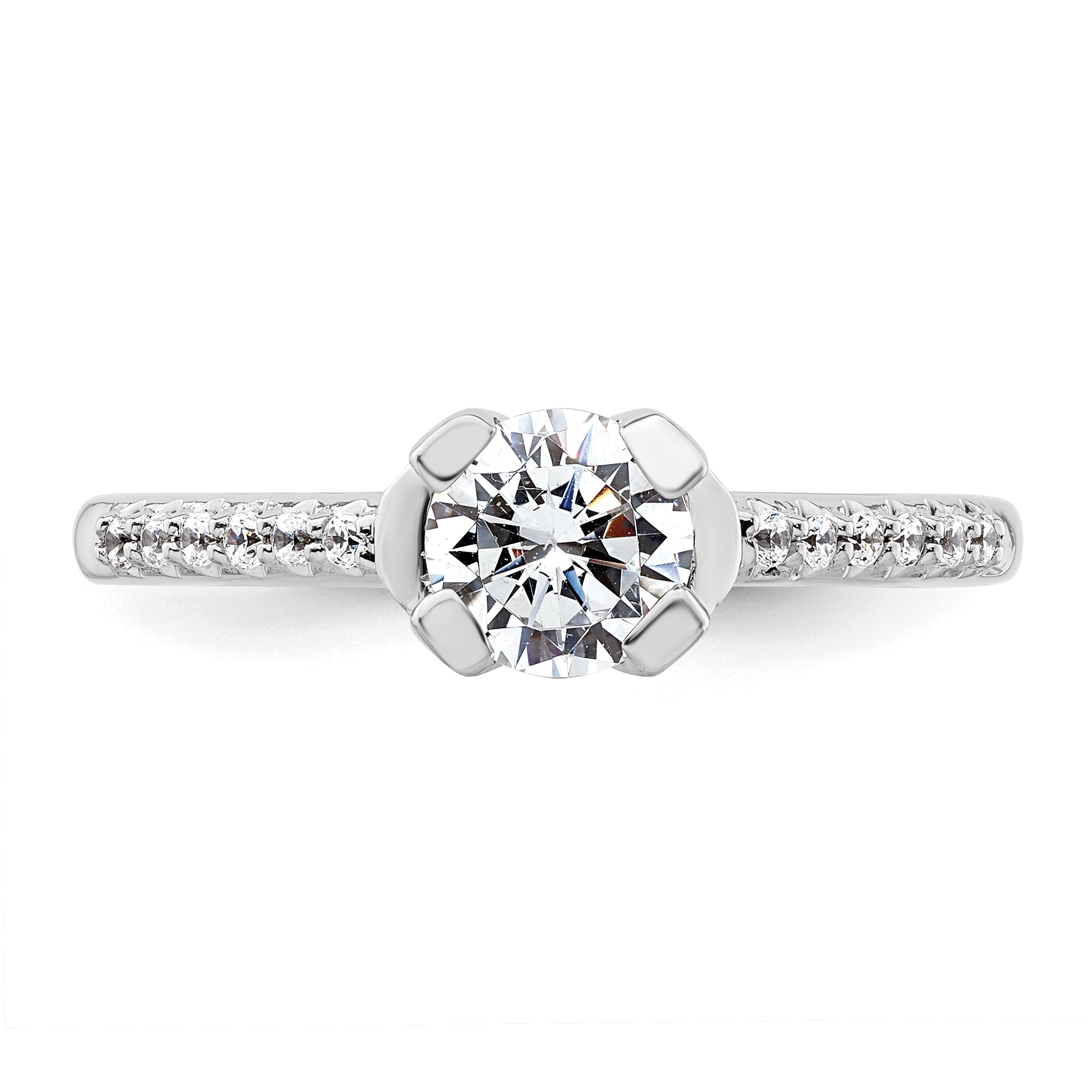 14K White Gold (Holds 3/4 Carat (5.80mm) Round Center) 1/10 Diamond Semi Mount Engagement Ring