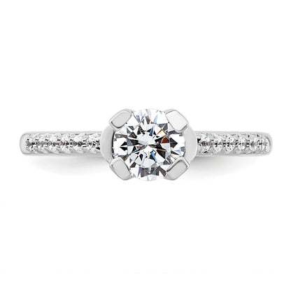 14K White Gold (Holds 3/4 Carat (5.80mm) Round Center) 1/10 Diamond Semi Mount Engagement Ring