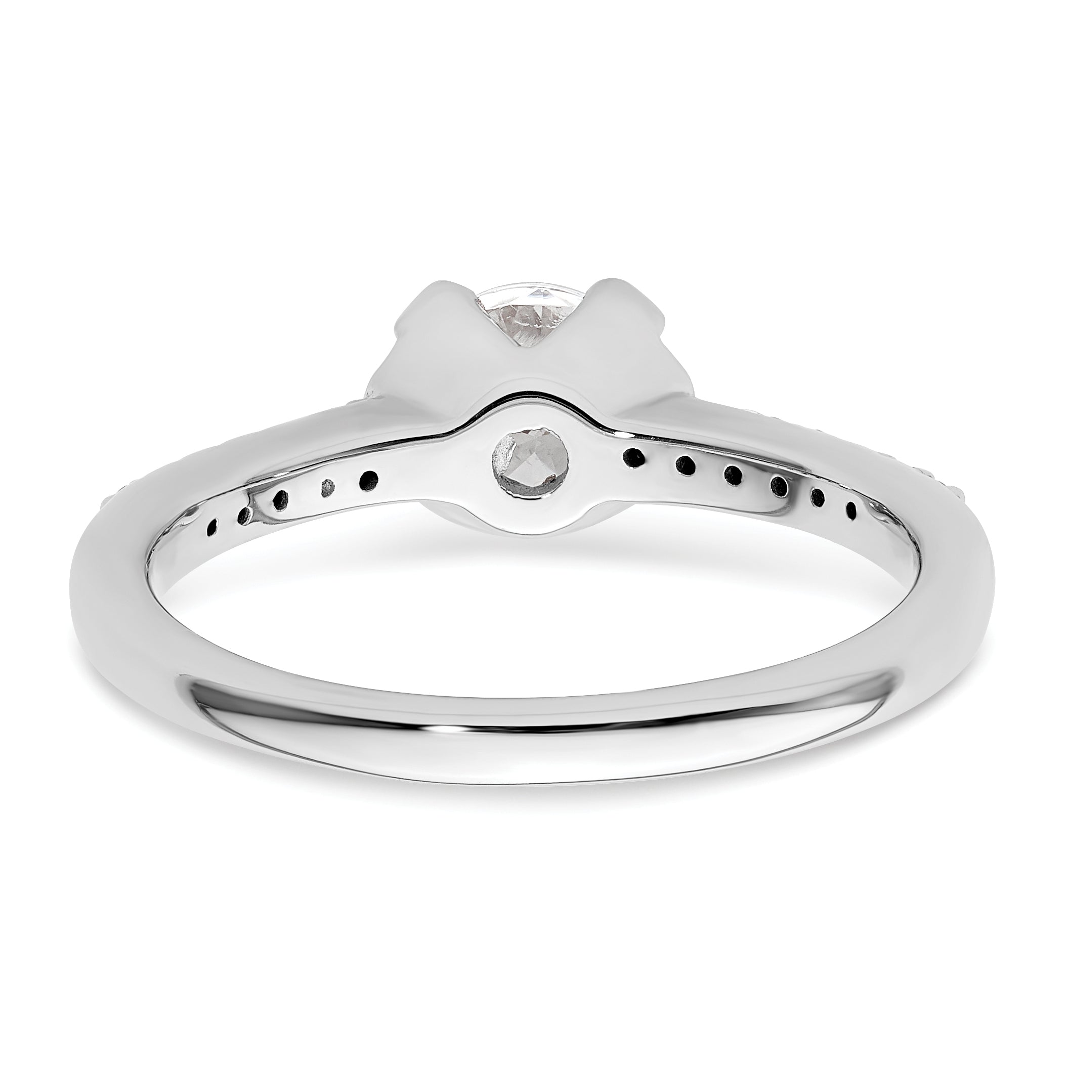 14K White Gold (Holds 3/4 Carat (5.80mm) Round Center) 1/10 Diamond Semi Mount Engagement Ring