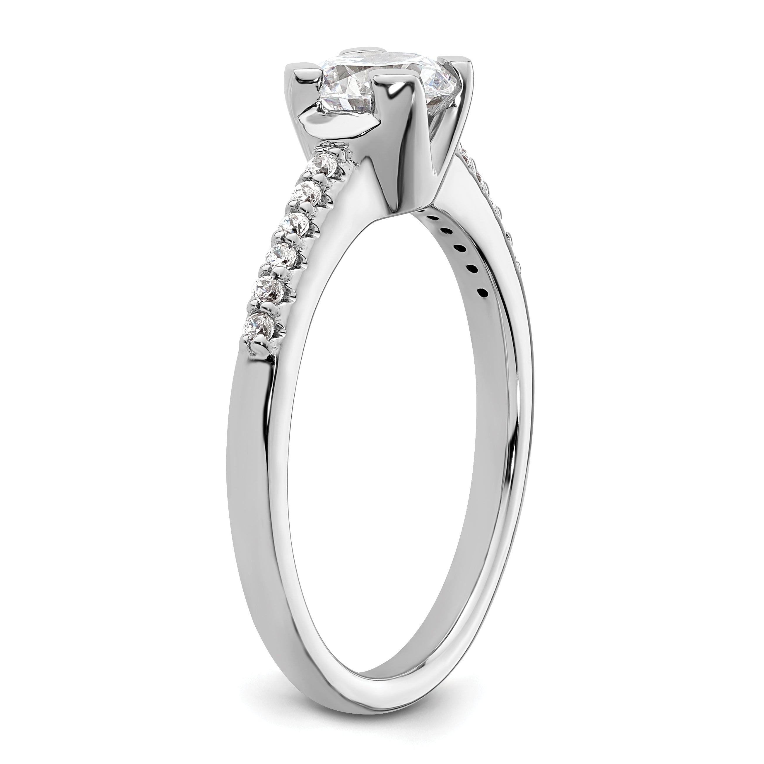 14K White Gold (Holds 3/4 Carat (5.80mm) Round Center) 1/10 Diamond Semi Mount Engagement Ring
