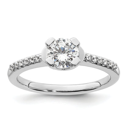 14K White Gold (Holds 3/4 Carat (5.80mm) Round Center) 1/10 Diamond Semi Mount Engagement Ring