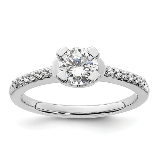 14K White Gold (Holds 3/4 Carat (5.80mm) Round Center) 1/10 Diamond Semi Mount Engagement Ring