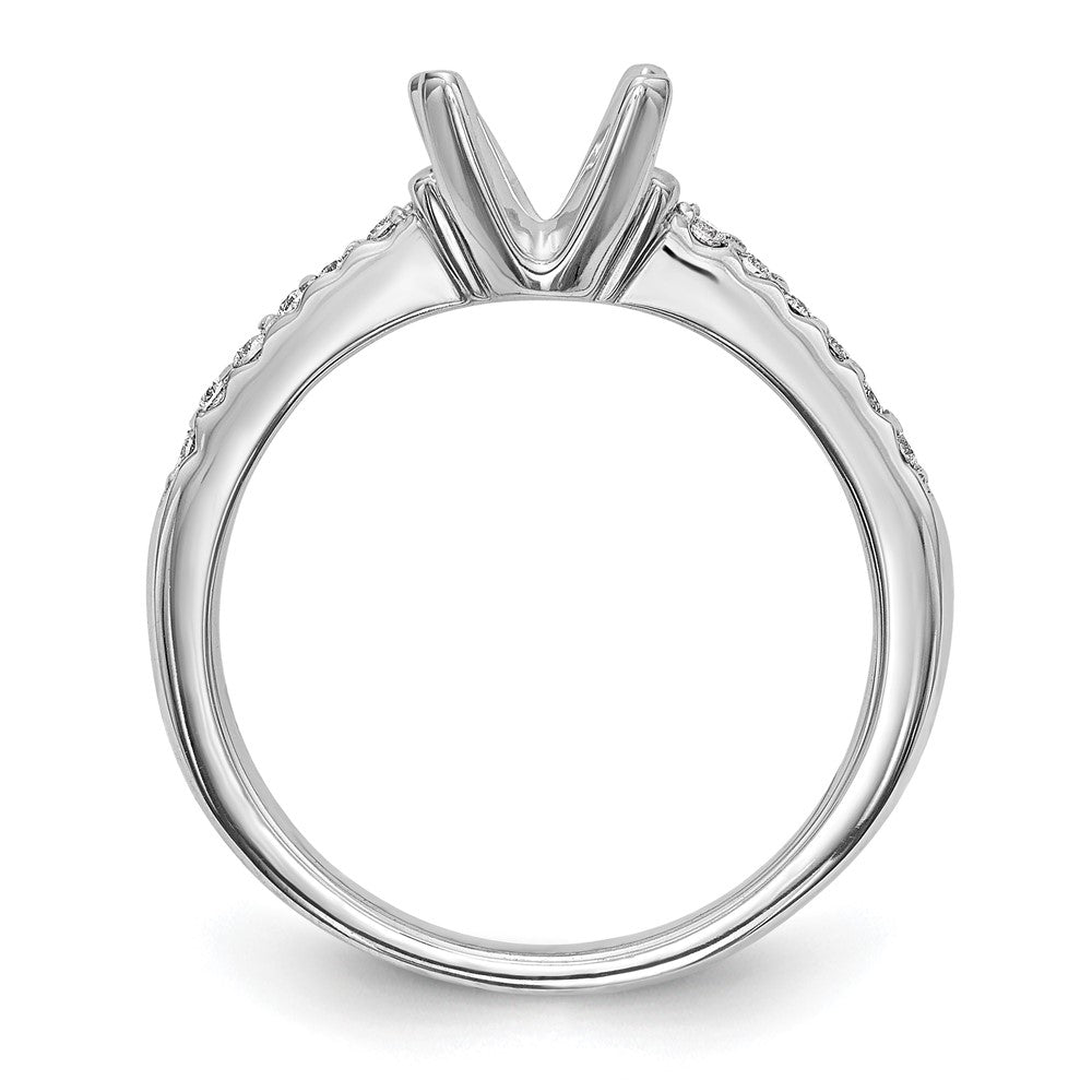 14K White Gold (Holds 1 carat (6.50mm) Round Center) 1/8 carat Diamond Semi-Mount Engagement Ring