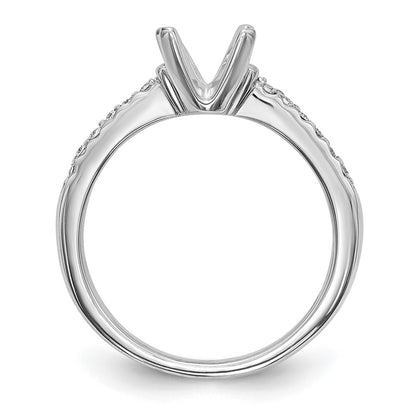 14K White Gold (Holds 1 carat (6.50mm) Round Center) 1/8 carat Diamond Semi-Mount Engagement Ring