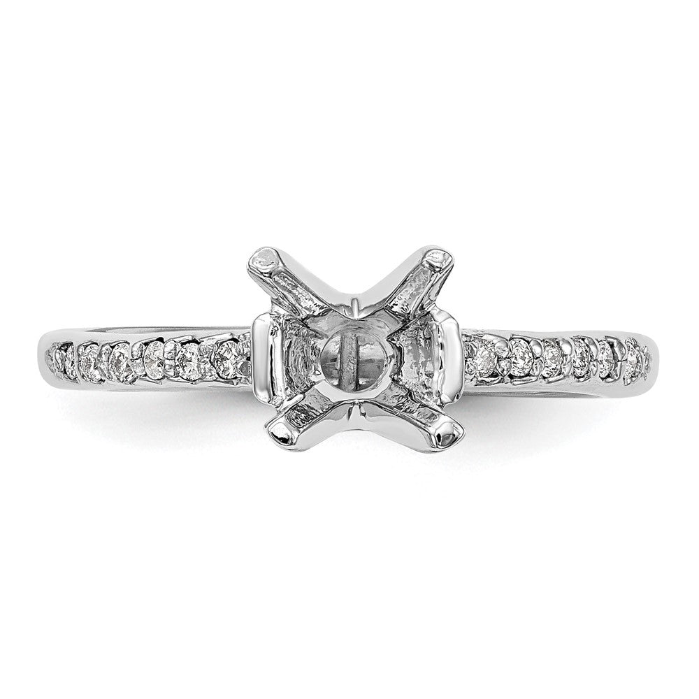 14K White Gold (Holds 1 carat (6.50mm) Round Center) 1/8 carat Diamond Semi-Mount Engagement Ring