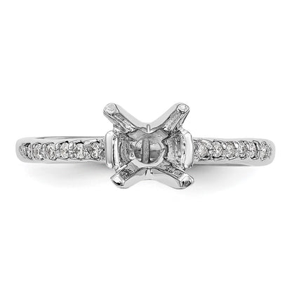 14K White Gold (Holds 1 carat (6.50mm) Round Center) 1/8 carat Diamond Semi-Mount Engagement Ring