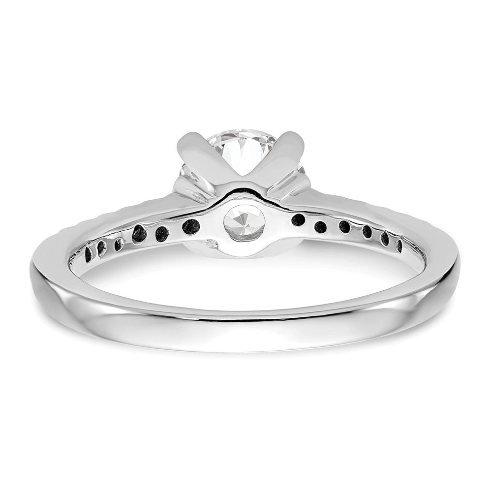 14K White Gold (Holds 1 carat (6.50mm) Round Center) 1/8 carat Diamond Semi-Mount Engagement Ring