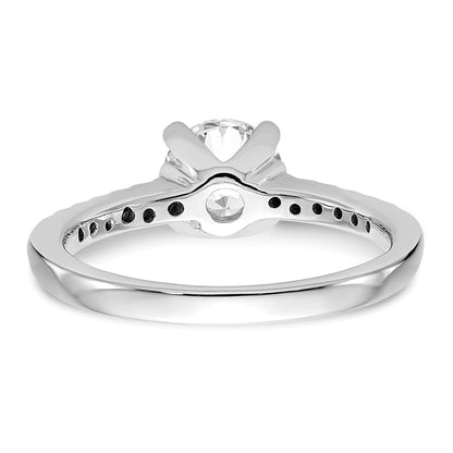 14K White Gold (Holds 1 carat (6.50mm) Round Center) 1/8 carat Diamond Semi-Mount Engagement Ring