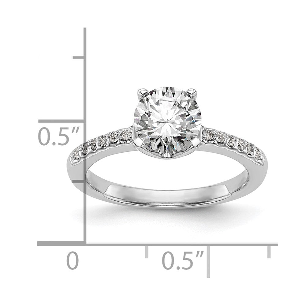 14K White Gold (Holds 1 carat (6.50mm) Round Center) 1/8 carat Diamond Semi-Mount Engagement Ring