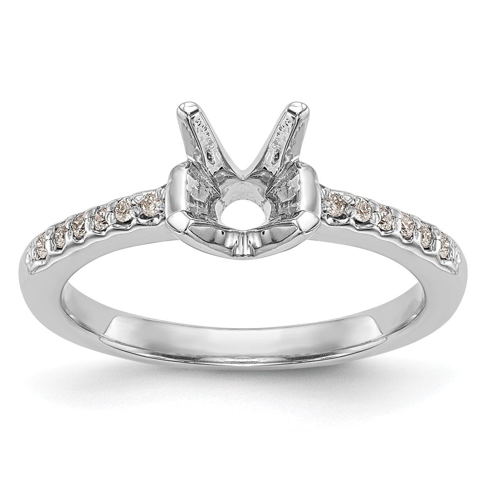 14K White Gold (Holds 1 carat (6.50mm) Round Center) 1/8 carat Diamond Semi-Mount Engagement Ring