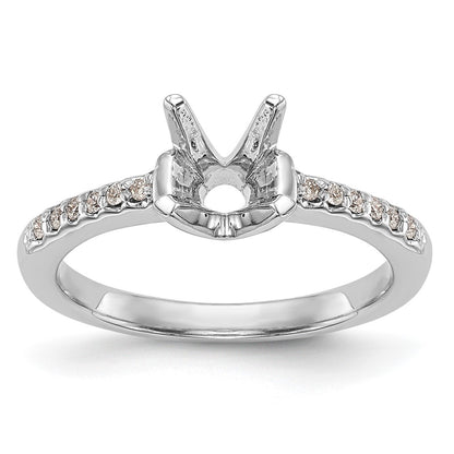 14K White Gold (Holds 1 carat (6.50mm) Round Center) 1/8 carat Diamond Semi-Mount Engagement Ring