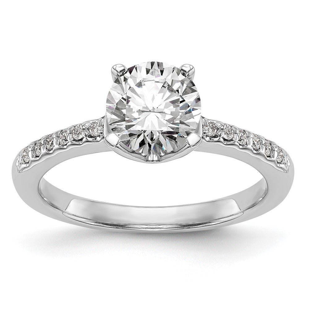 14K White Gold (Holds 1 carat (6.50mm) Round Center) 1/8 carat Diamond Semi-Mount Engagement Ring