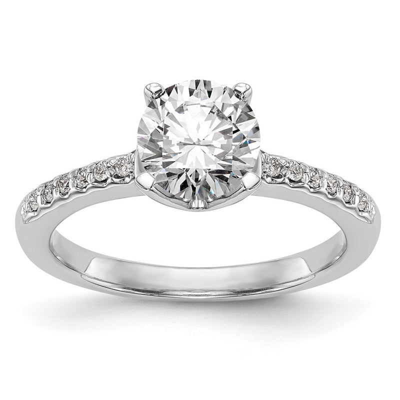 14K White Gold (Holds 1 carat (6.50mm) Round Center) 1/8 carat Diamond Semi-Mount Engagement Ring