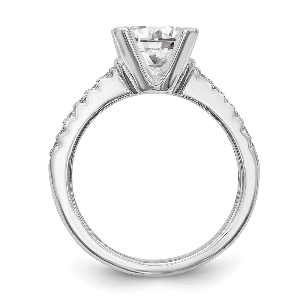 14K White Gold (Holds 2 carat (8.00mm) Round Center) 1/8 carat Diamond Semi-Mount Engagement Ring