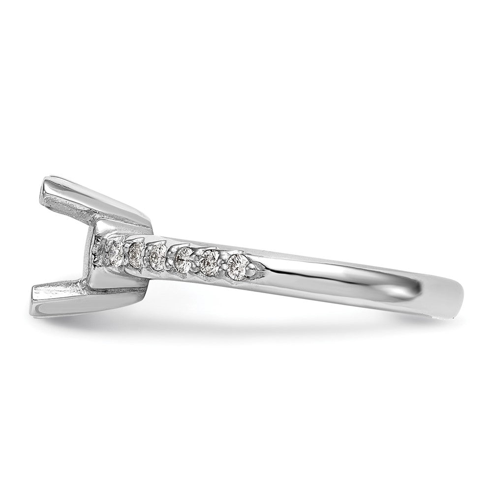 14K White Gold (Holds 2 carat (8.00mm) Round Center) 1/8 carat Diamond Semi-Mount Engagement Ring