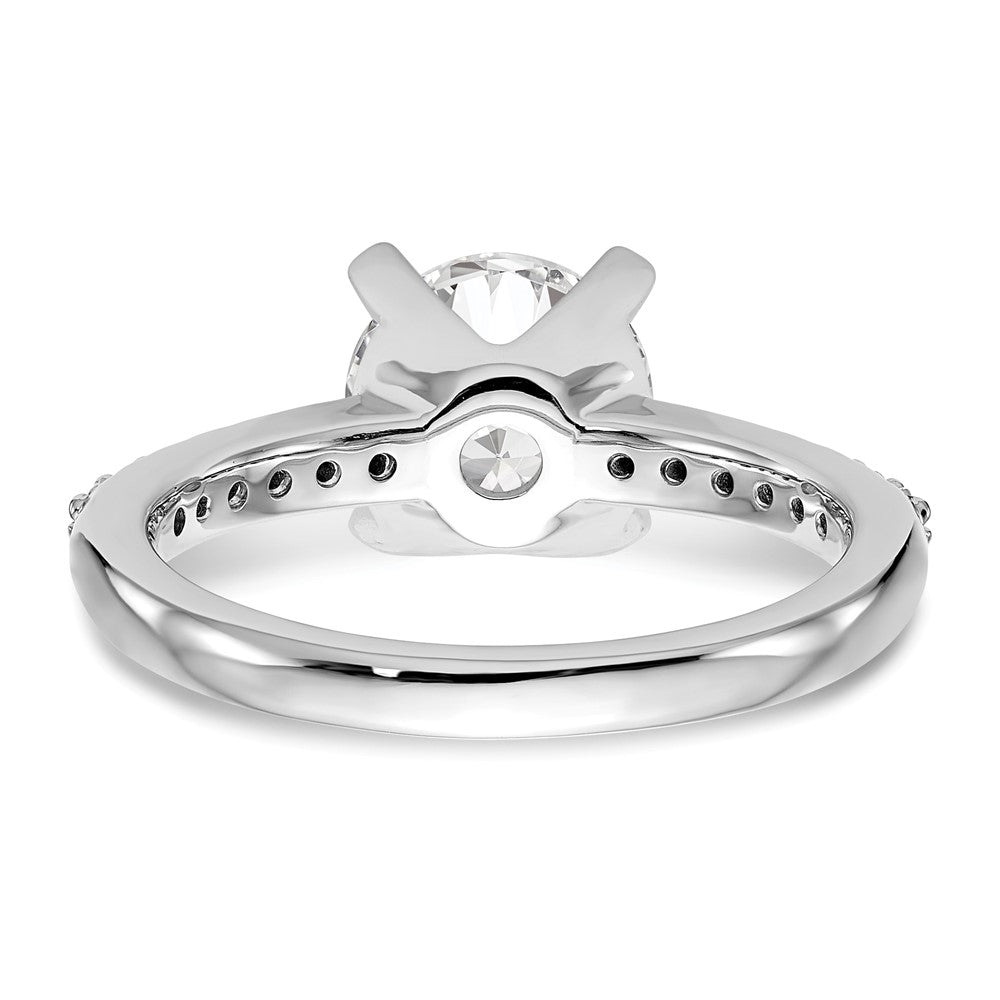 14K White Gold (Holds 2 carat (8.00mm) Round Center) 1/8 carat Diamond Semi-Mount Engagement Ring
