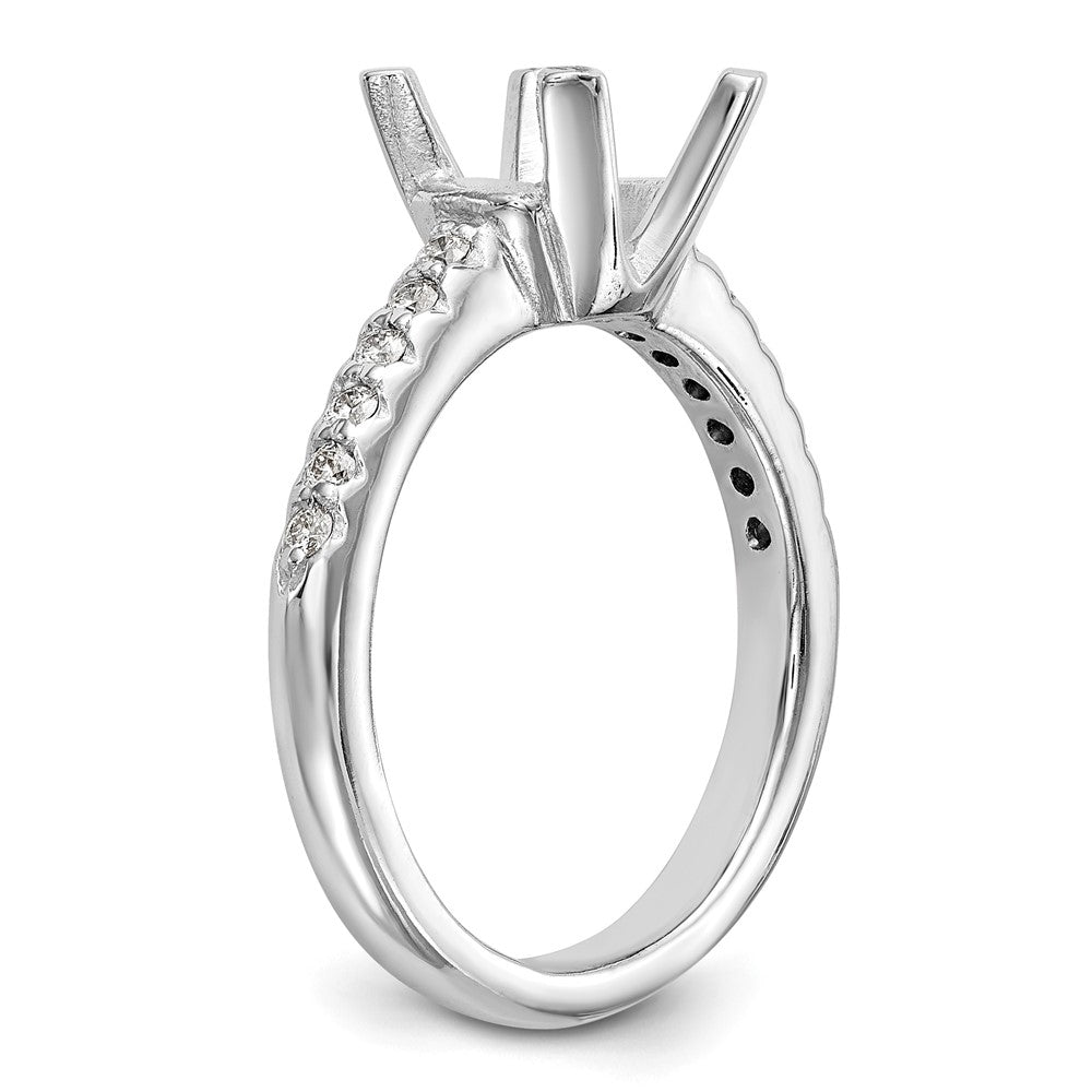 14K White Gold (Holds 2 carat (8.00mm) Round Center) 1/8 carat Diamond Semi-Mount Engagement Ring